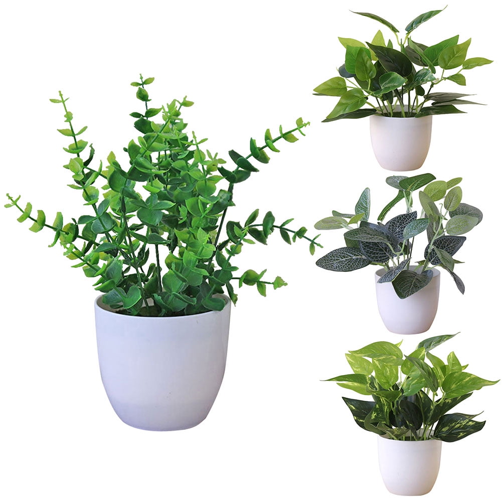 Bookcase Set of 3 Fake Houseplants Rose Golden Pots Office SONGMICS Potted Artificial Plants Decorative Plants for Living Room Green Plants LAP204A02 Table Decoration