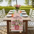 thumbnail image 4 of Table Runners 72 Inches Long Dress Scarves, Valentine's Day Farmhouse Kitchen Table Runner, Coffee Tablerunners, Roses Flowers Pink Stripes Country Beige 14x72 Inch, 4 of 9