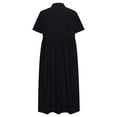 thumbnail image 6 of Dazajoo Flowy Linen Summer Dresses for Women Plus Size Solid Color Short Sleeve Dress 2026 Lightweight Baggy V Neck Ankle - Length Dresses,Black,XL, 6 of 7