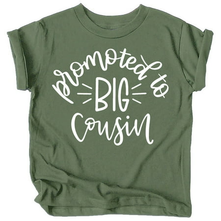 

Promoted to Big Cousin T-Shirts for Toddler Girls Fun Family Outfits Military Green Shirt