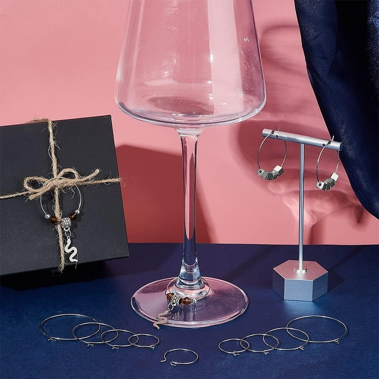 Titanum Stainless Wine Glass Charm Rings, 25mm Earring Hoops, 0.7