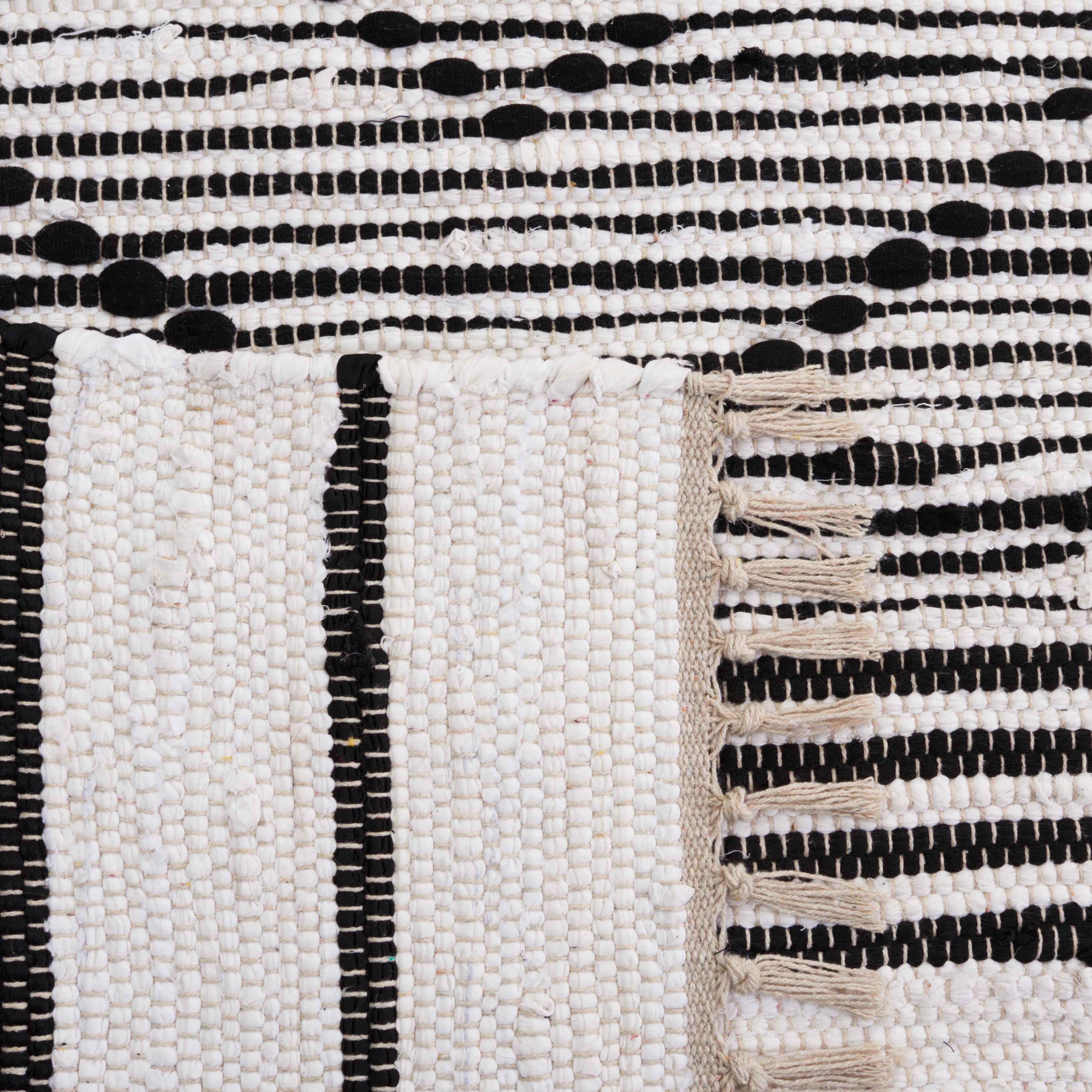 SAFAVIEH Striped Kilim Isaija Striped Cotton Area Rug, Black/Ivory, 8' x 10'