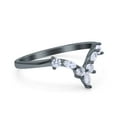 thumbnail image 2 of Black Tone, Simulated Cubic Zirconia Size-6 Curved Marquise Art Deco Wedding Engagement Band Half Eternity Stackable Ring 925 Sterling Silver, 2 of 7