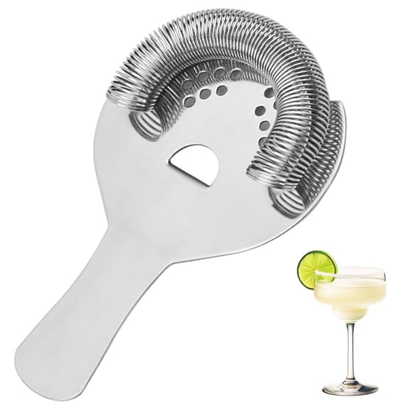 Januofit Silver Cocktail Strainer for Drinks 2 Prong Hawthorne Strainer with Removable Spring Stainless Steel Bartending Strainer