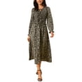 thumbnail image 2 of DARING DIVA Women's Leopard Print Long Sleeve Ruffle Tie Dress M Brown, 2 of 6