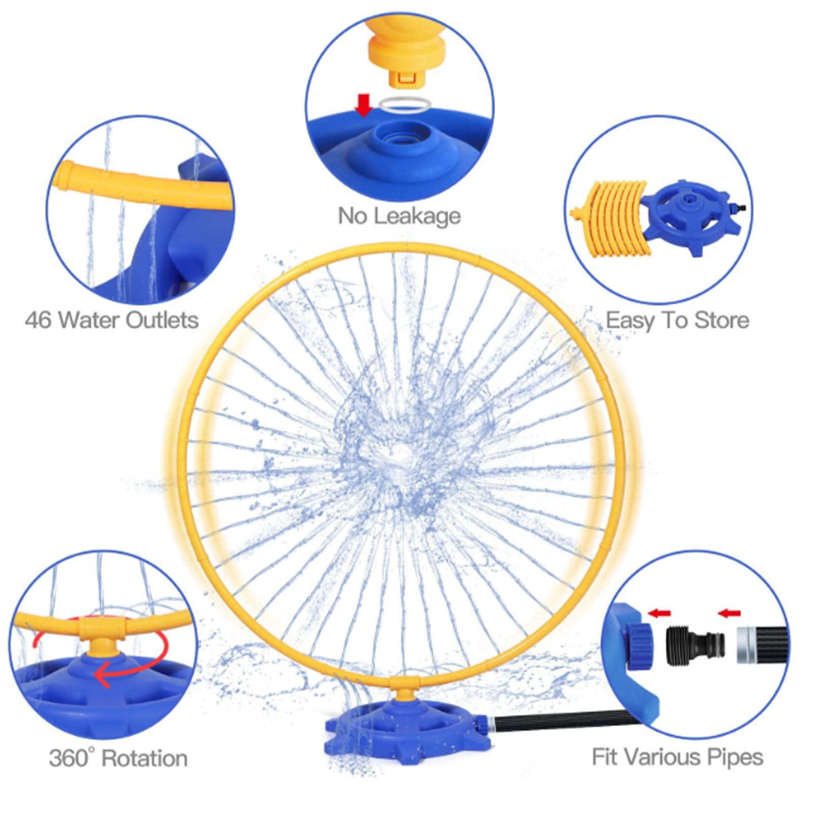 RUIG 59" Windmill Water Sprinkler for Kids Summer Toys, 360° Spinning Splash Water Toy, Outdoor Backyard Games Summer Fun for Boys Girls Dogs & Garden Watering