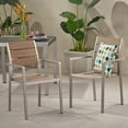 thumbnail image 2 of Noble House Cape Coral Patio Dining Arm Chair in Natural and Silver (Set of 2), 2 of 12