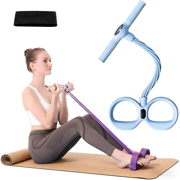 Smart Pedal Resistance Band with Digital Counter, 6-Tube Foot Pedal Puller with Handles for Home Gym, Full-Body Stretching, Yoga, and Arm & Waist Exercises