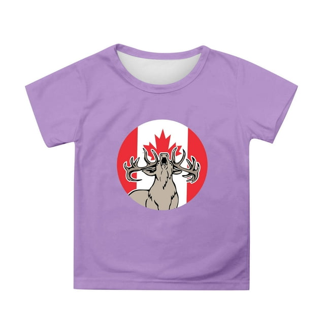 XDZJLR Chemises Filles Manches Courtes Été Col Rond Coupe Décontractée T-Shirts Basiques Violet 10-11 Ans