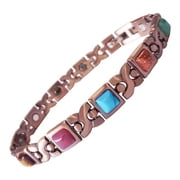 Copper Link Womens Magnetic Bracelet Multi Color Stones Verona Small 6 3/4 inches