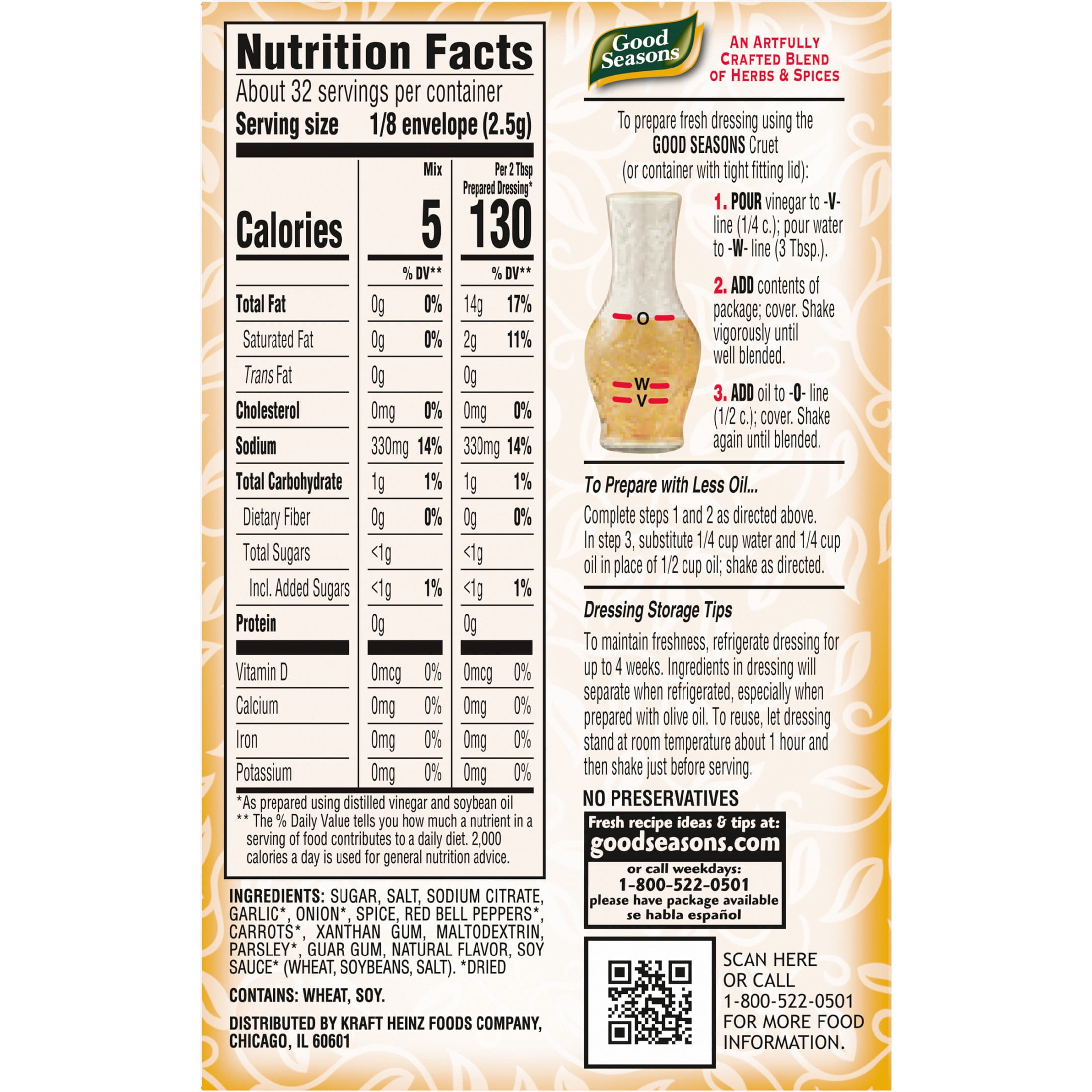 Good Seasons Italian Dressing & Recipe Mix, 4 Count Packets
