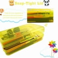 thumbnail image 5 of Plastic Pencil Box, Large Capacity Clear Pencil Case, 2 Pack Hard Pencil Case, Clear Crayon Box with Snap-tight Lid Stackable Design, Plastic Storage Box for Office Supplies, Yellow, 5 of 7