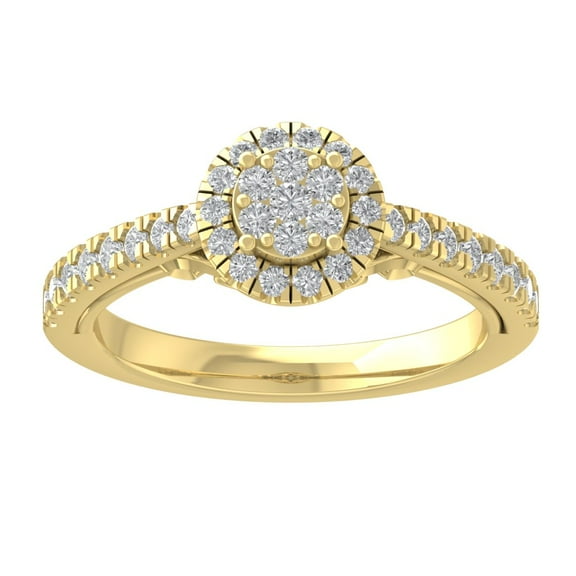ARAIYA FINE JEWELRY 10K Yellow Gold Lab Grown Diamond Halo Band Ring (5/8 cttw, D-F Color, VS Clarity), Size 7
