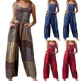 thumbnail image 6 of Wide Leg Jumpsuits for Women,Patchwork Boho Romper with Pockets,Womens Overalls Vintage Print Loose Fit Stretchy Long Pants, 6 of 6