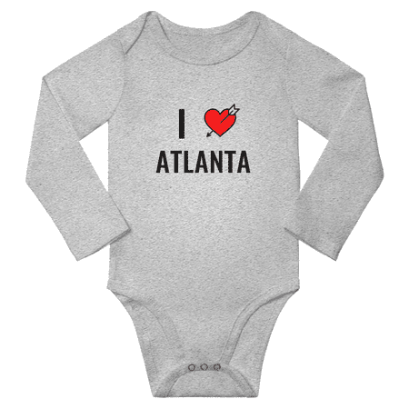 

I Love Atlanta Funny Baby Long Sleeve Bodysuit Boy Girl Unisex (Gray 6M)