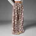 thumbnail image 6 of Women's Fuzzy Plush Pajama Pants Drawstring Elastic Waist Wide Leg Teddy Bottoms Pants, 6 of 8