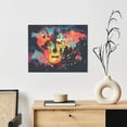 thumbnail image 6 of Gukieu World Map Guitar Illustration Print Canvas Decorative Hanging Painting, Waterproof Art Wall Decoration with Frame, Suitable for Living Room, Bedroom, 6 of 6