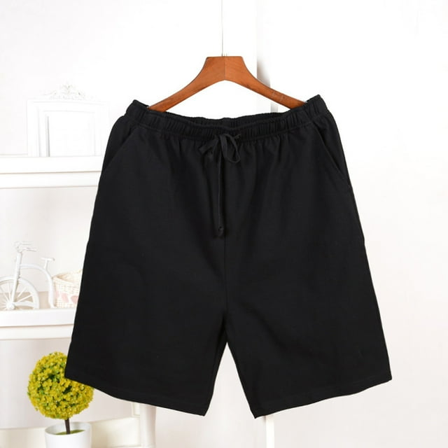 asjyhkr Plus Size Mens Pajama Shorts Elastic Waist Drawstring Breathable Lounge Home Shorts with Pockets,L-4XL