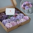thumbnail image 3 of Set de flores artificiales en caja combinada, decoración romántica para mesa y sillas. rosa púrpura, 3 of 7