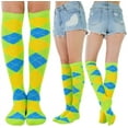 thumbnail image 3 of ToBeInStyle Women's Pack of 6 Knee High Socks - Argyle Patterned Analagous Color Sets, 3 of 7
