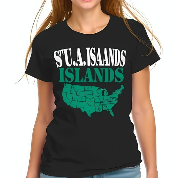 STU A ISAANDS ISLANDS Vintage Graphic T-Shirt - Playful USA Map Design Casual Tee for Travel Lovers