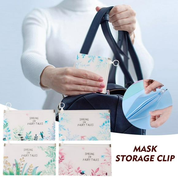 Awdenio Plastic Face Cover Storage Bag Reusable Face Cover Organizer Bag