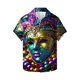 thumbnail image 2 of Camisas de Manga Larga para Hombres, Mardi Gras Imprimir Botón Solapa Camisa Casual, Fiesta Superior, 2 of 9