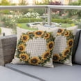 thumbnail image 4 of Yellow Sunflower Pillow Covers 2 Pack Spring Flower Floral Green Leaf Line Plaid Pillowcase Waterproof Outdoor Throw Pillow Cover for Patio Garden Square Cushion 24”x24”, 4 of 9
