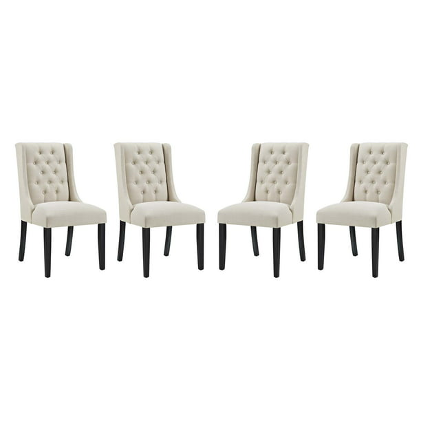 Dining Chair Fabric Set of 4 in Beige Walmart