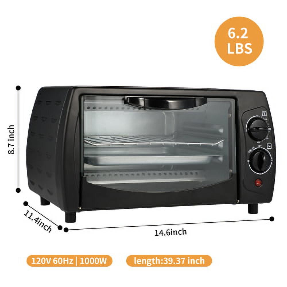 GZMR Simple Deluxe Toaster Oven with 20Litres Capacity,Compact Size  Countertop Toaster, Easy to Control with Timer-Bake-Broil-Toast Setting,  1200W, Stainless Steel,16x11in,Black,Extra Large in the Toaster Ovens  department at