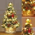 thumbnail image 2 of Hvmvliv Mini Christmas Tree Mini Small Little Tabletop Christmas Tree 17 Inch Decorations with Ornaments Tree Base and Multi-Colored Lights,Artificial Green Tree Gold, 2 of 5
