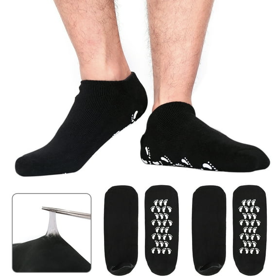 Moisturizing Gel Socks,Ultra-Soft Original Gel Socks Moisturizing Socks,Spa Gel Soften Socks for Dry Cracked Feet Skins,Gel Lining Infused with Essential Oils and Vitamins (2 Pair Black)