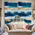 thumbnail image 2 of Abstract Modern Swag Curtain Valance for Windows, Gold Blue Ripple Window Treatments Short Swag Topper for Kitchen Windows Bathroom Bedroom, 36"x36", 2 of 8