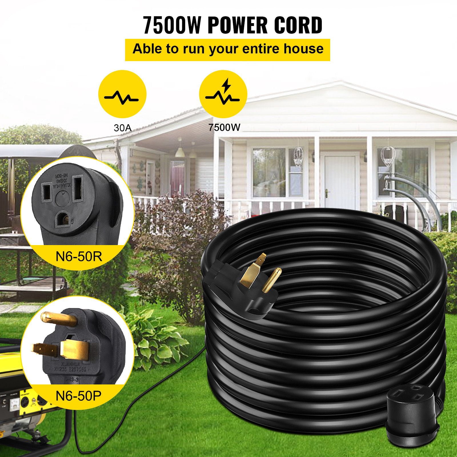 Chateauy 50FT 30A Welder Extension Cord, 10/3 AWG NEMA 6-50P, 250V 7500W Pure Copper STW Weatherproof Cable for MIG TIG Plasma