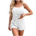 thumbnail image 2 of AherBiu Pajamas Set for Women Soft Comfy Sets Ribbed Cami Tank Tops with Shorts 2 Piece Sleepwear Loungewear, 2 of 5