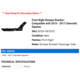 thumbnail image 2 of Front Right Bumper Bracket - Compatible with 2010 - 2017 Chevy Equinox 2011 2012 2013 2014 2015 2016, 2 of 2