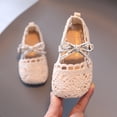 thumbnail image 2 of AUDeals Girls Closed Toe Crochet Lace Mary Jane Flats Breathable Summer Flat Shoes Casual Dress Footwear (Beige, 2-2.5Years), 2 of 9