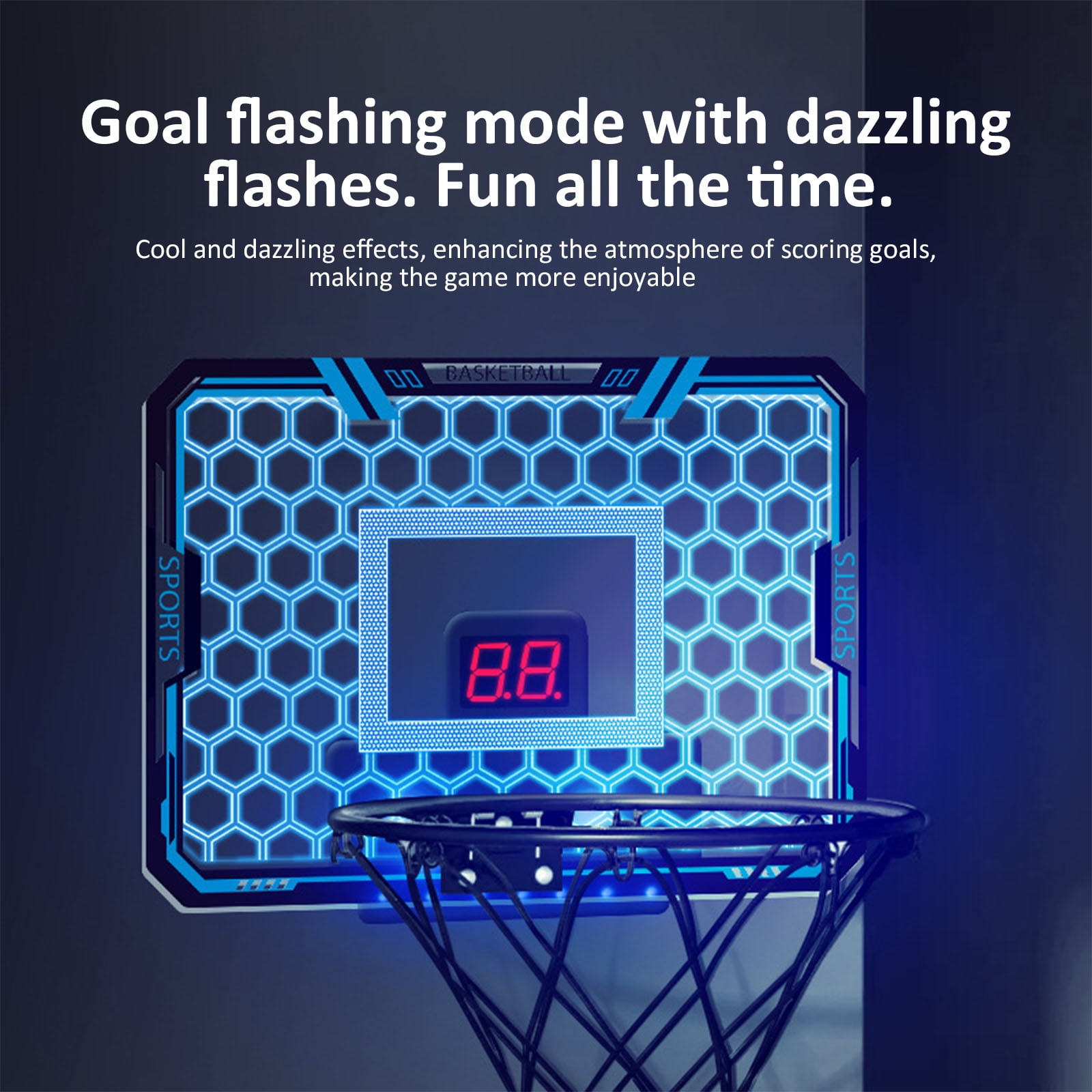 Electronic Scoreboard Basketball Hoops Wall Mounted Foldable LED Lights Set Including Pumps For Various Ages