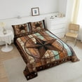 thumbnail image 3 of Western Texas Star Comforter Set Full Size,Vintage Wooden Plank Bedding Set,Adults Bedroom Decor,Rustic Farmhouse West Cowboy Down Comforter,Brown Retro Duvet Insert, 3 of 6