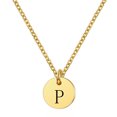 thumbnail image 1 of Flmtop Femmes Lettre Ronde Pendentif Titane Acier Chaîne Clavicule Collier Bijoux Cadeau, 1 of 10