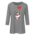 thumbnail image 4 of Ounisa Womens 3/4 Sleeve Crew Neck Valentine T Shirts Love Heart Letter Printed Graphic Tee Tops, 4 of 4