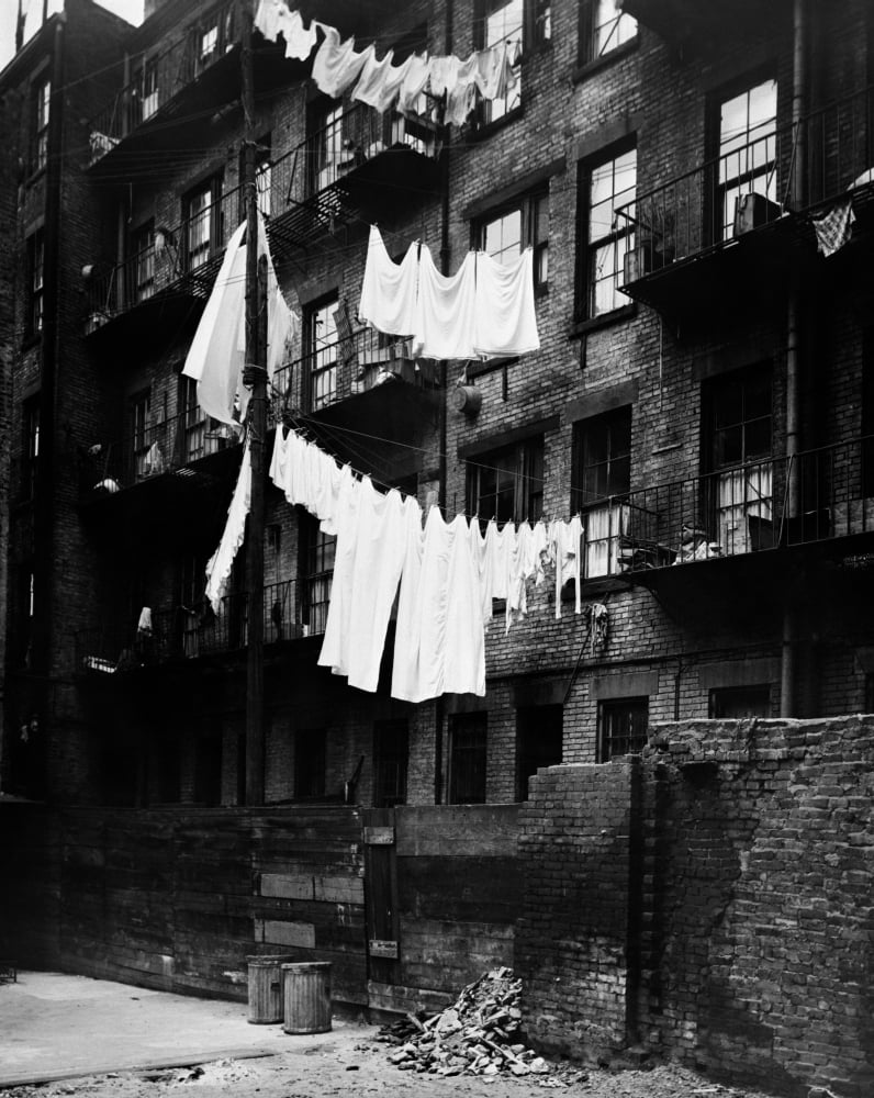1930s Tenement Building With Laundry Hanging On Clotheslines I Poster
