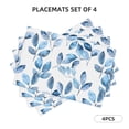 thumbnail image 2 of Linen Placemat With 18×12in Double Stitching Is Effectively Insulated And Foldable For Family Hotel Picnic Trips Watercolor Light Blue Leaves (1) Four Pieces, 2 of 8