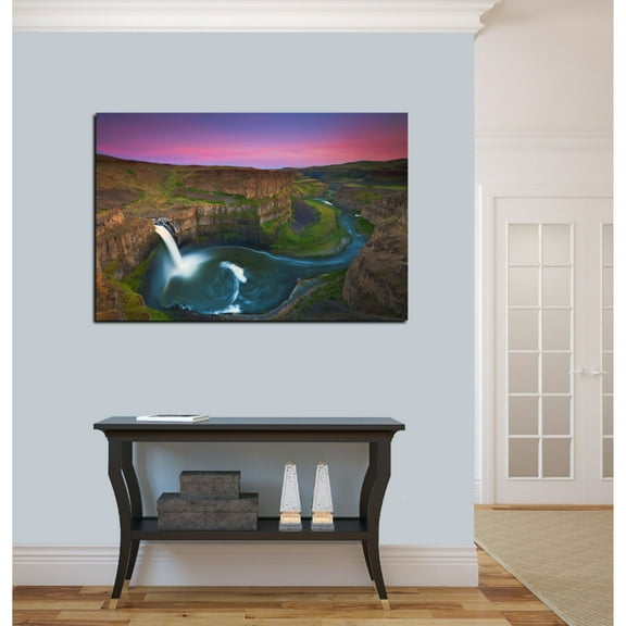 Epic Graffiti  "Palouse Falls" by Jesse Estes, Giclee Canvas Wall Art - Green 26" x 40"