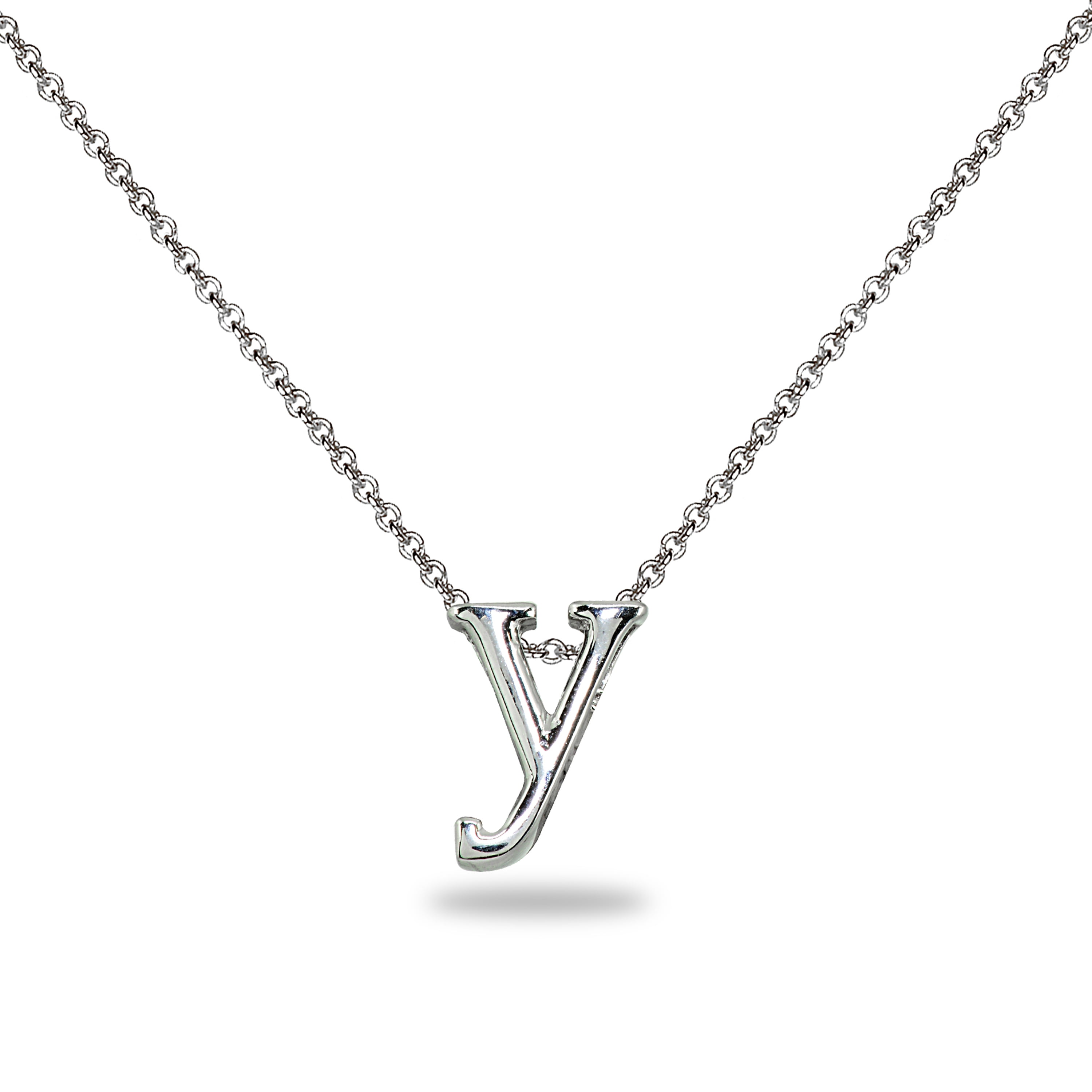 Y Letter Initial Alphabet 925 Silver Necklace, 15 inches with extender