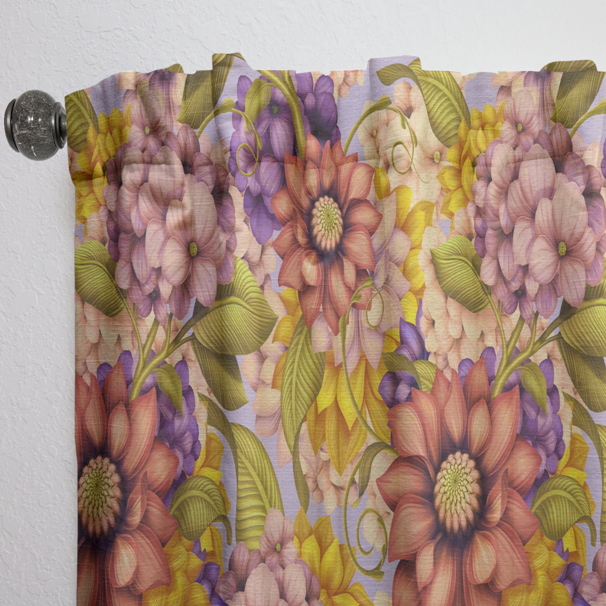 Designart 'Wild Pink Red and Purple Vintage Flowers' Traditional Curtain Panel