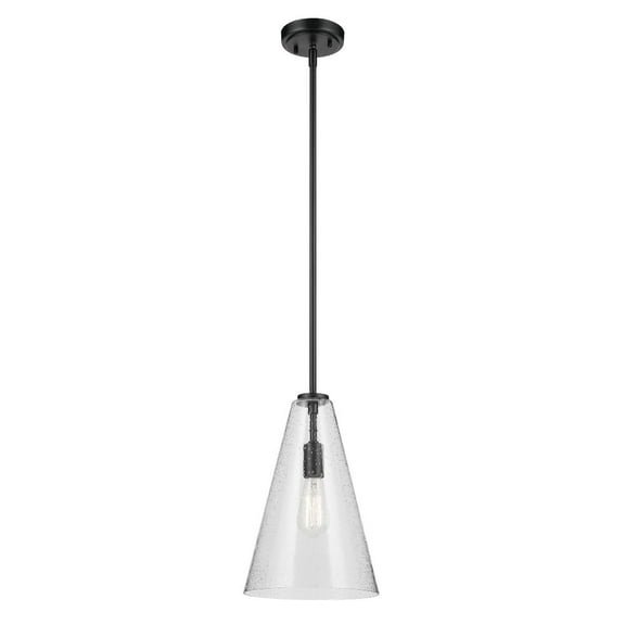 42199BKCS Kichler Lighting Everly - 1 Light Pendant-15.25 Inches Tall and 10.25 Inches Wide-Black Finish-Clear Seeded Glass Color