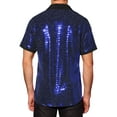 thumbnail image 3 of INSPIRE CHIC Men's Sequin Party Shirt Contrasting Color Short Sleeve Button Down Top 2XL Blue, 3 of 5