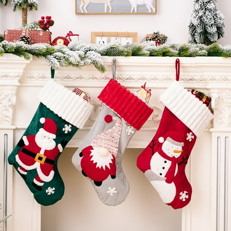 

QXuchild Christmas Stocking Super Soft Cartoon Pattern Vibrant Color Wear Resistant Large Capacity Decorative Cloth Hanging Stockings Pendant Gift Candy Pouch for Home