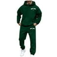 thumbnail image 3 of VBTAPA Men's Hooded Tracksuit 2 Piece Outfits Letter Graphic Long Sleeve Drawstring Hoodies Sweatshirt and Jogger Sweatpants Set with Pockets Limited Time Sales of Today Army Green XXL, 3 of 6